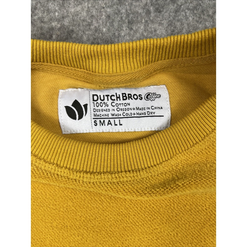 Dutch Bros Terry Pullover Men's Small Yellow Fleece Crew Neck Cozycore - Picture 6 of 6